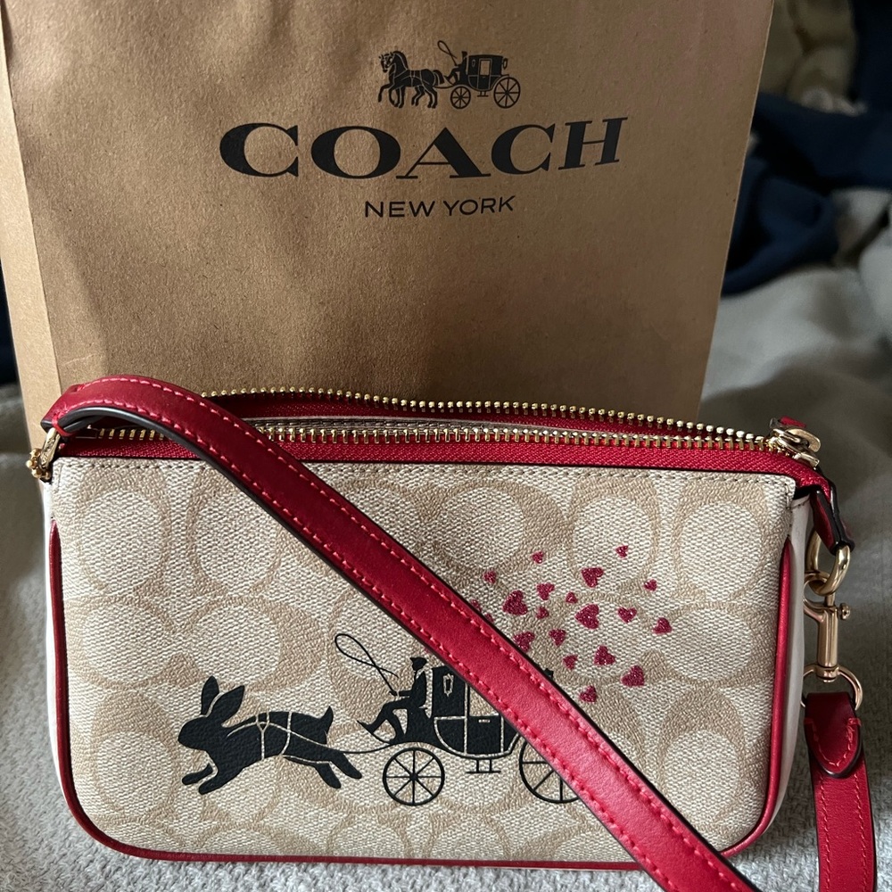 Coach Beige and Red Lunar New Year Rabbit Bag with Graphic Design